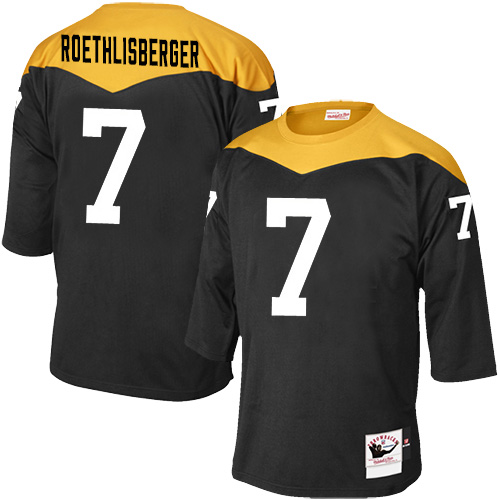 Men's Elite Ben Roethlisberger Mitchell and Ness Jersey Black Home - #7 1967 Throwback NFL Pittsburgh Steelers